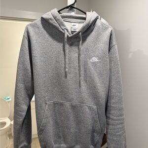 Nike Gray Sweatshirt with Adjustable Hood and Ribbed Cuffs